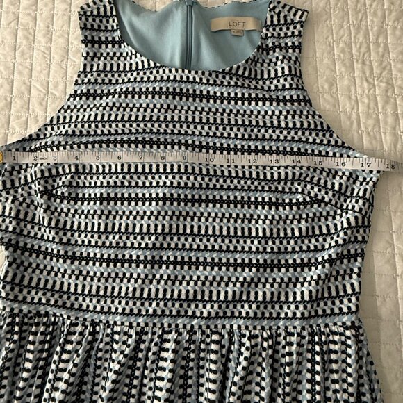 Ann Taylor Loft Womens Sleeveless Dress Black White Blue Geometric Patterned, M - Picture 7 of 9